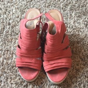 Size 9 coral summer wedges.